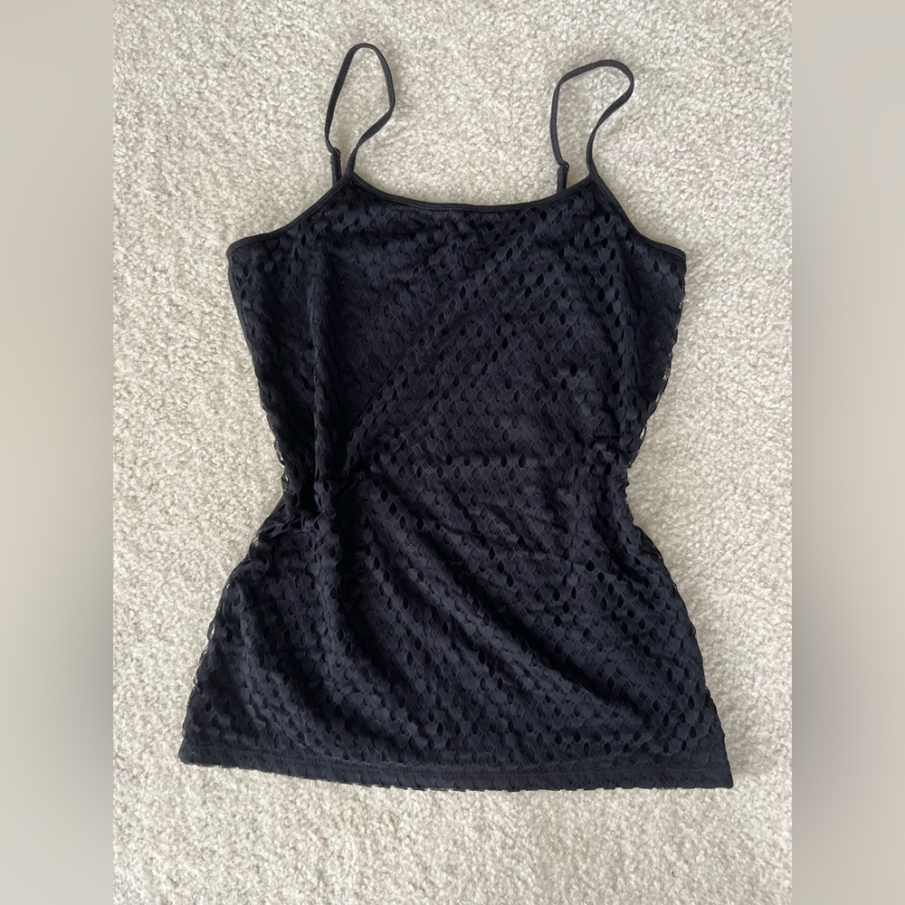 LOFT - Women’s Black Lace Front Tank/Camisole W/ Spaghetti Straps, Coquette, Y2K